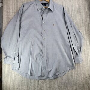 Ralph Lauren Yarmouth Shirt Mens 16.5 34/35 Gray Long Sleeve Pinpoint Oxford